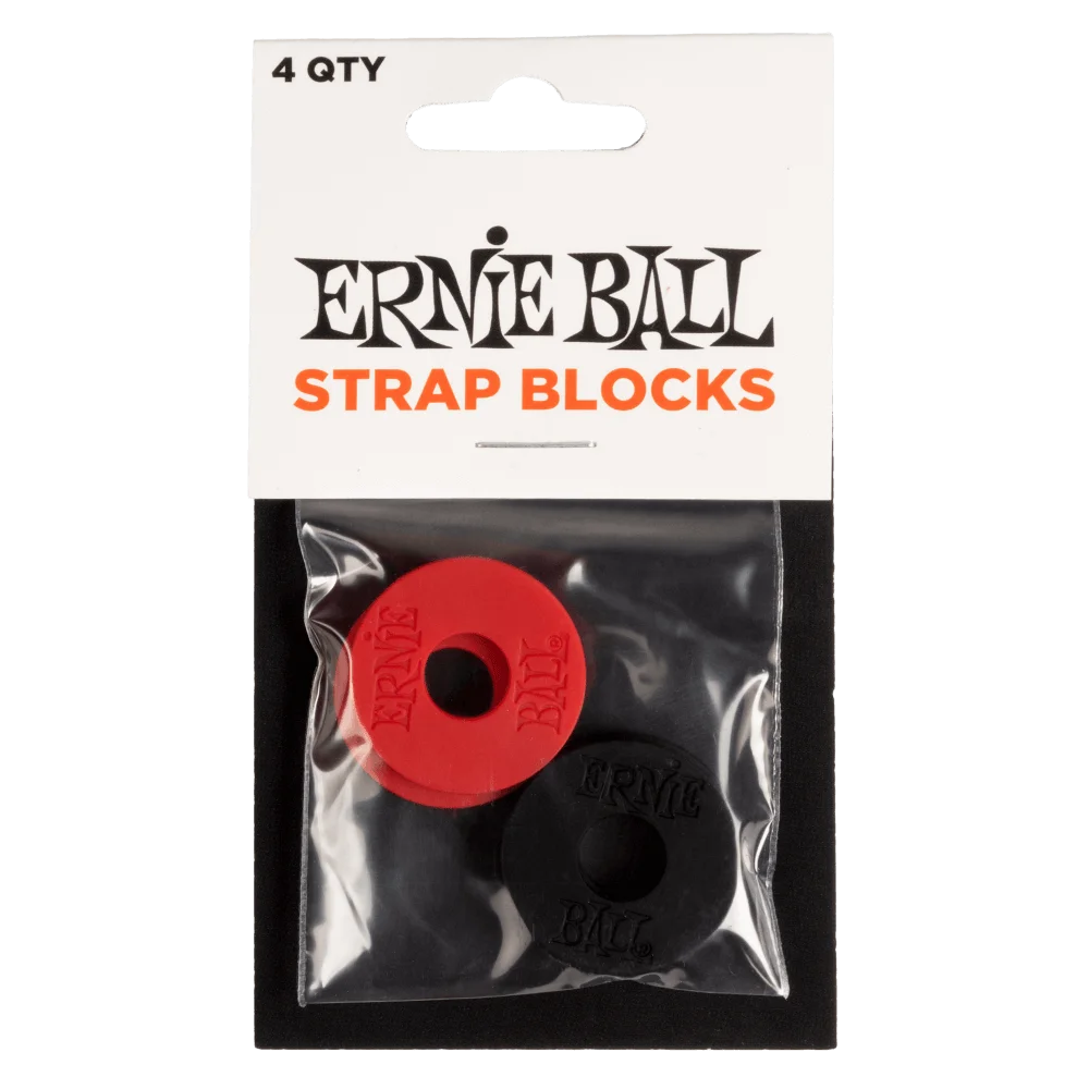 Ernie Ball Strap Blocks 4-Pack, Black and Red