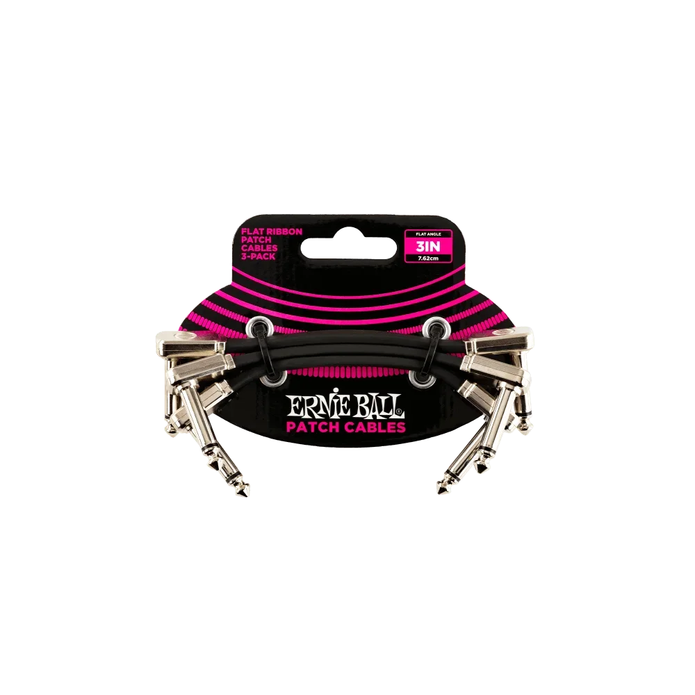 Ernie Ball Pedal Board 3” Flat Patch Cable 3-Pack