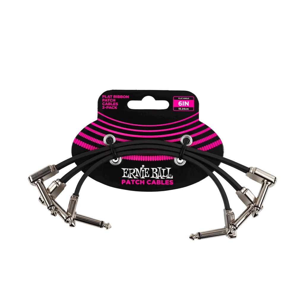 Ernie Ball Pedal Board 6” Flat Patch Cable 3-Pack