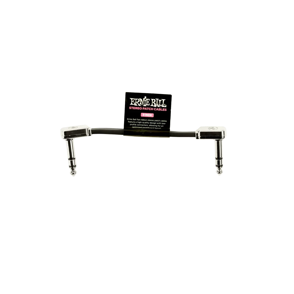 Ernie Ball Flat Stereo Right Angle Patch Cable - 3"