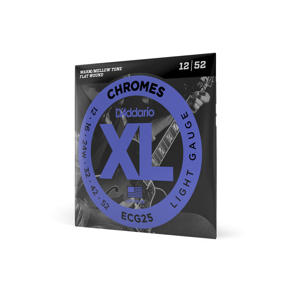 D'Addario XL Chromes Flatwound Electric Guitar Strings .012-.052 Light