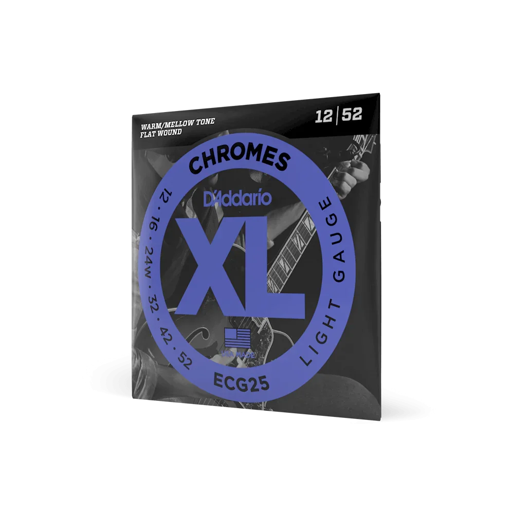D'Addario XL Chromes Flatwound Electric Guitar Strings .012-.052 Light