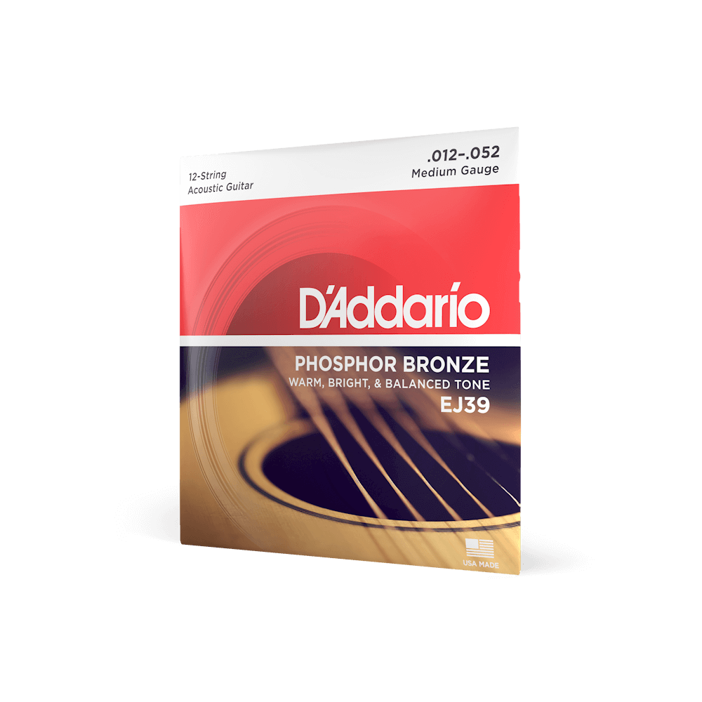 D'Addario Acoustic 12- String .012-.052 Medium, Phosphor Bronze Strings