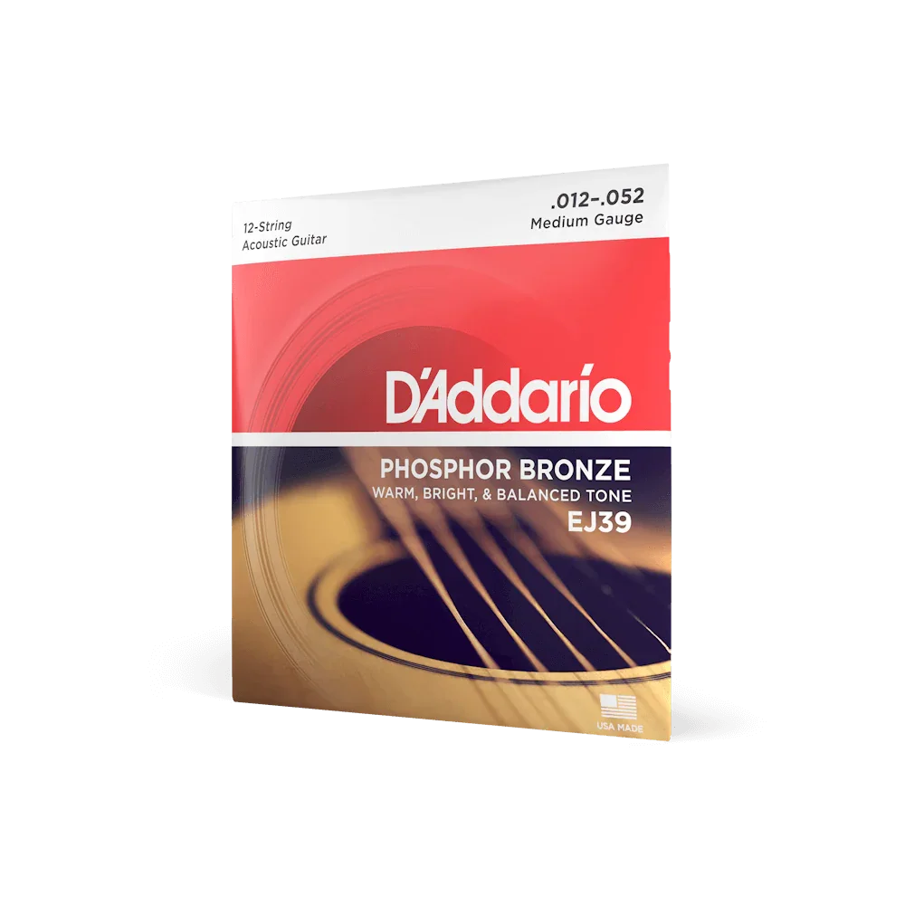 D'Addario Acoustic 12- String .012-.052 Medium, Phosphor Bronze Strings
