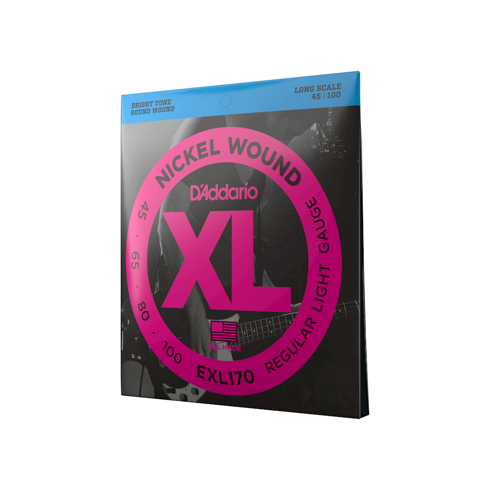 D'Addario Nickel Wound Bass Strings, Light, 45-100, Long Scale