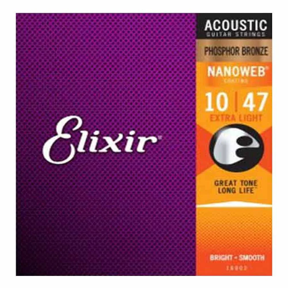 Elixir NANOWEB Phosphor Bronze Acoustic Strings 10-47