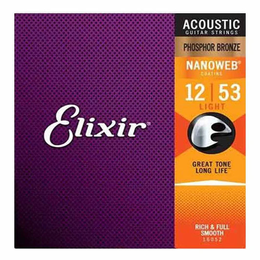 Elixir NANOWEB Phosphor Bronze Acoustic Strings 12-53