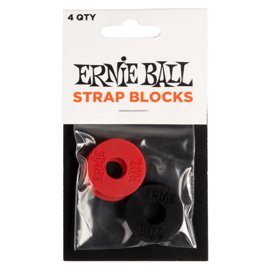 Ernie Ball Strap Blocks 4-Pack, Black and Red