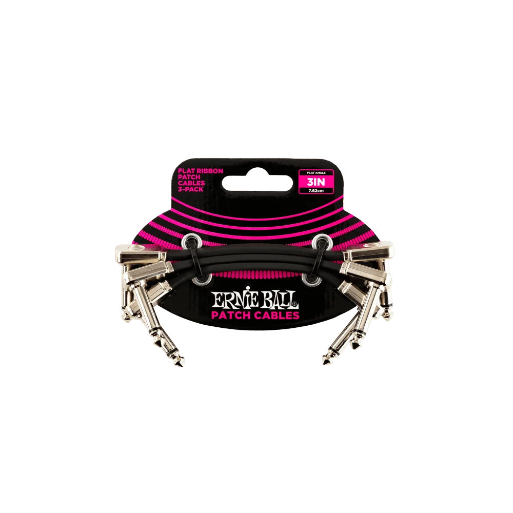 Ernie Ball Pedal Board 3” Flat Patch Cable 3-Pack