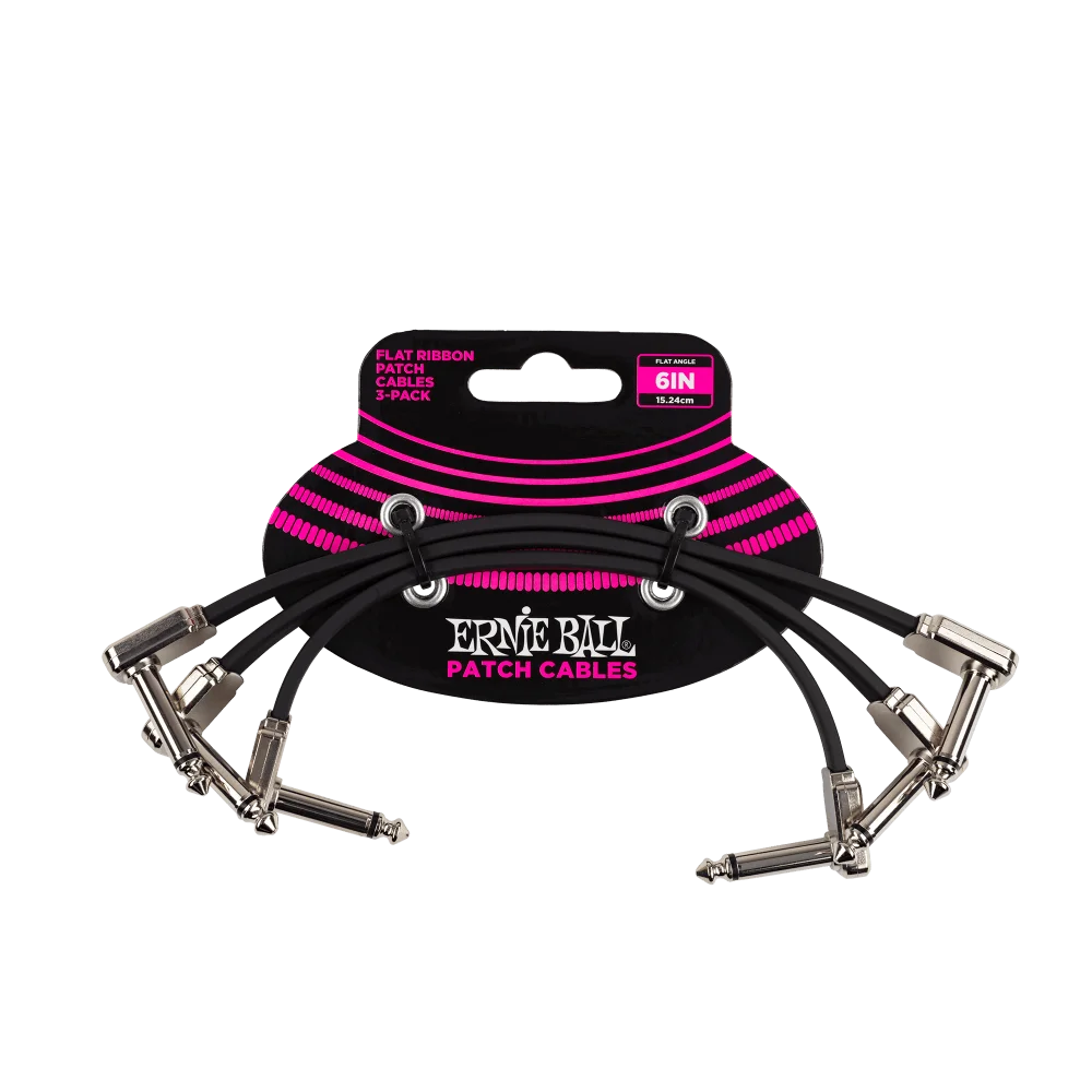 Ernie Ball Pedal Board 6” Flat Patch Cable 3-Pack