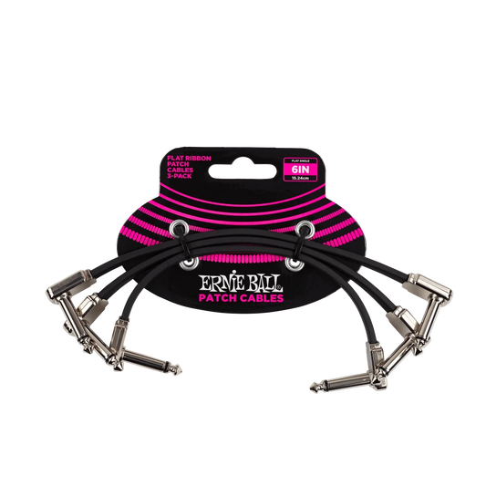 Ernie Ball Pedal Board 6” Flat Patch Cable 3-Pack