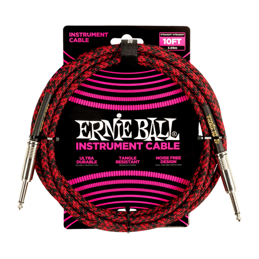Ernie Ball Braided Instrument Cable - 10" Red Black