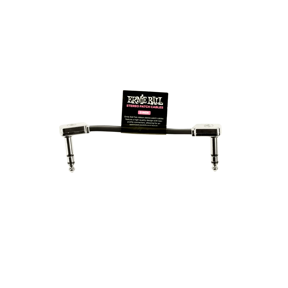 Ernie Ball Flat Stereo Right Angle Patch Cable - 3"