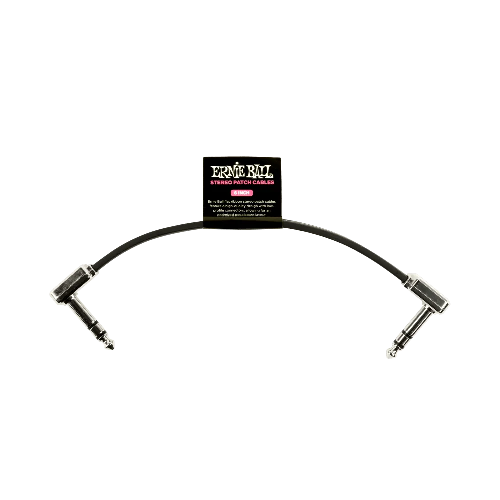 Ernie Ball Flat Stereo Right Angle Patch Cable - 6"