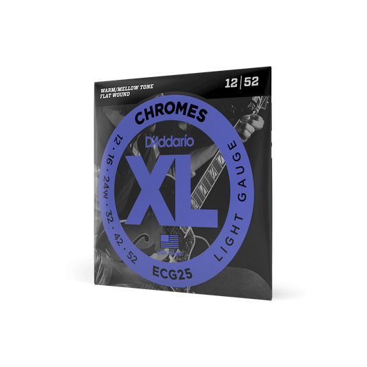 D'Addario XL Chromes Flatwound Electric Guitar Strings .012-.052 Light