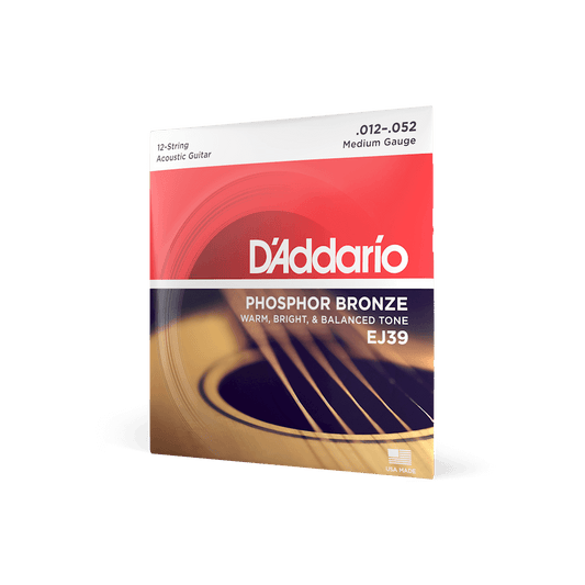 D'Addario Acoustic 12- String .012-.052 Medium, Phosphor Bronze Strings