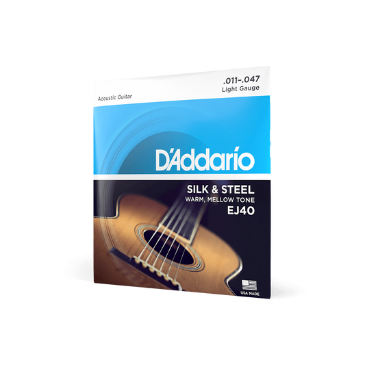 D'Addario Silk & Steel Folk Guitar Strings .011-.047 Light