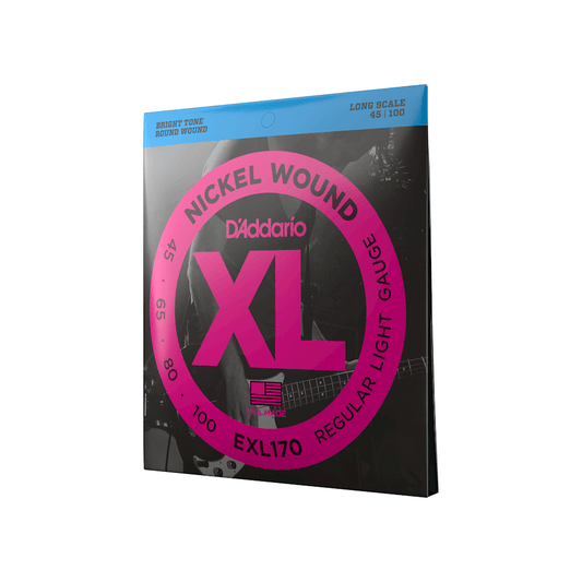 D'Addario Nickel Wound Bass Strings, Light, 45-100, Long Scale