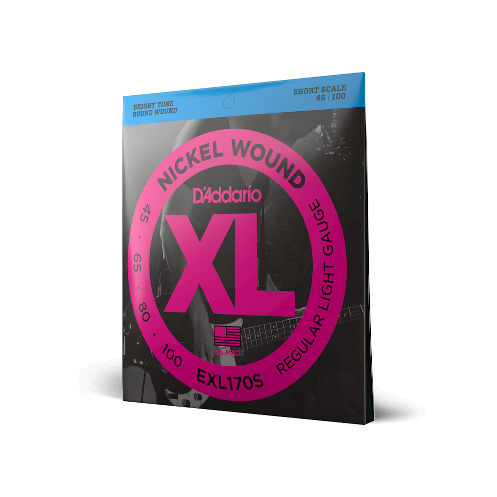 D'Addario Nickel Wound Bass Strings Light, 45-100, Short Scale